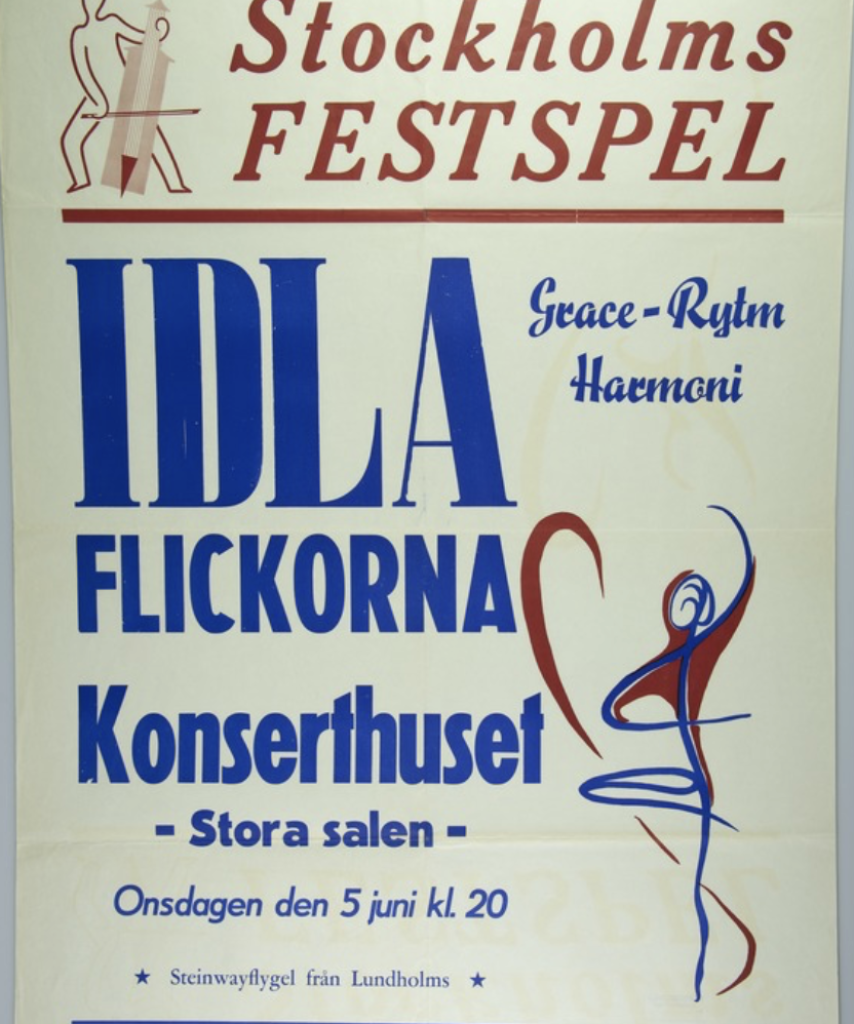 Affisch o en uppvisning med Idlaflickorna på konserthuset i Stockholm
